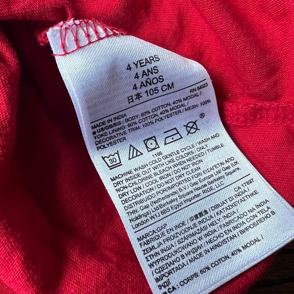 Baby Gap Red Floral Petal Modal Blend Holiday Special Occasion Dress - 4 - Picture 4 of 5